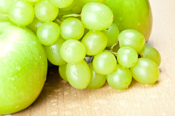 Green apples and grapes