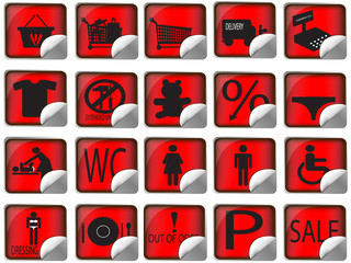 web , gas station and shopping mall icons