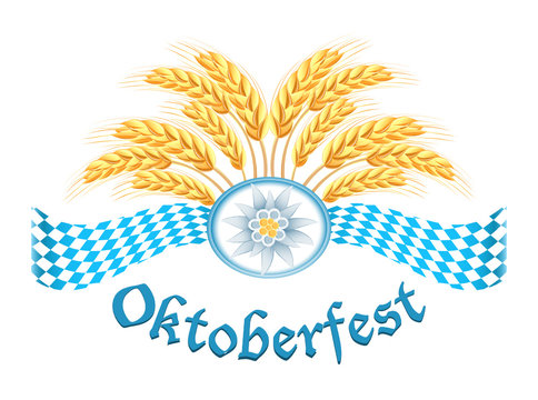 Oktoberfest celebration design with edelweiss and wheat ears