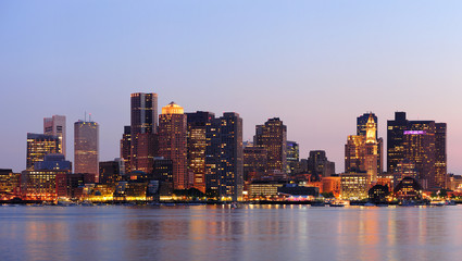 Fototapeta na wymiar Panorama centrum Bostonu i zmierzch