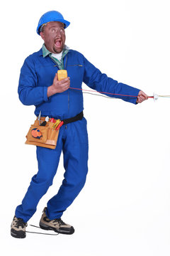 A man being electrocuted