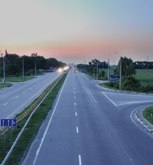 View of evening asphalt highway