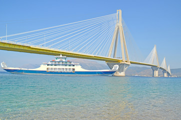 bridge rio antirio patra cable stayed and ship