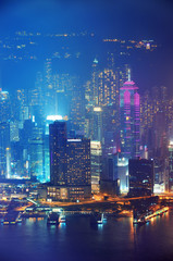 Fototapeta na wymiar Hong Kong aerial noc