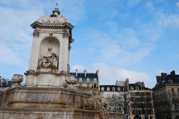 Fototapeta na wymiar Ancient Saint Sulpice fountain, Paris, France
