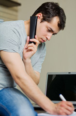 Self-employed man working at home.