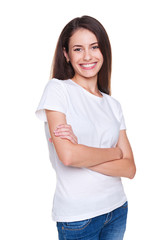 Fototapeta premium female in white t-shirt