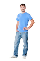 handsome man in t-shirt and jeans