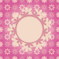 Decorative floral background with round frame