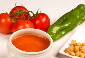 Gazpacho with ingredients
