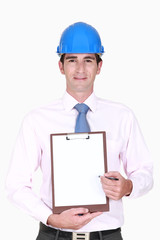 Inspector with a clipboard