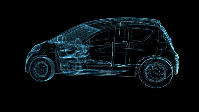 Car wireframe blueprint rotate HD 1080