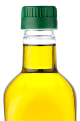 Olive oil bottle closeup