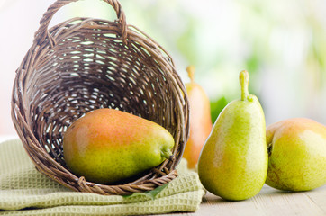 Fresh pears  in the basket