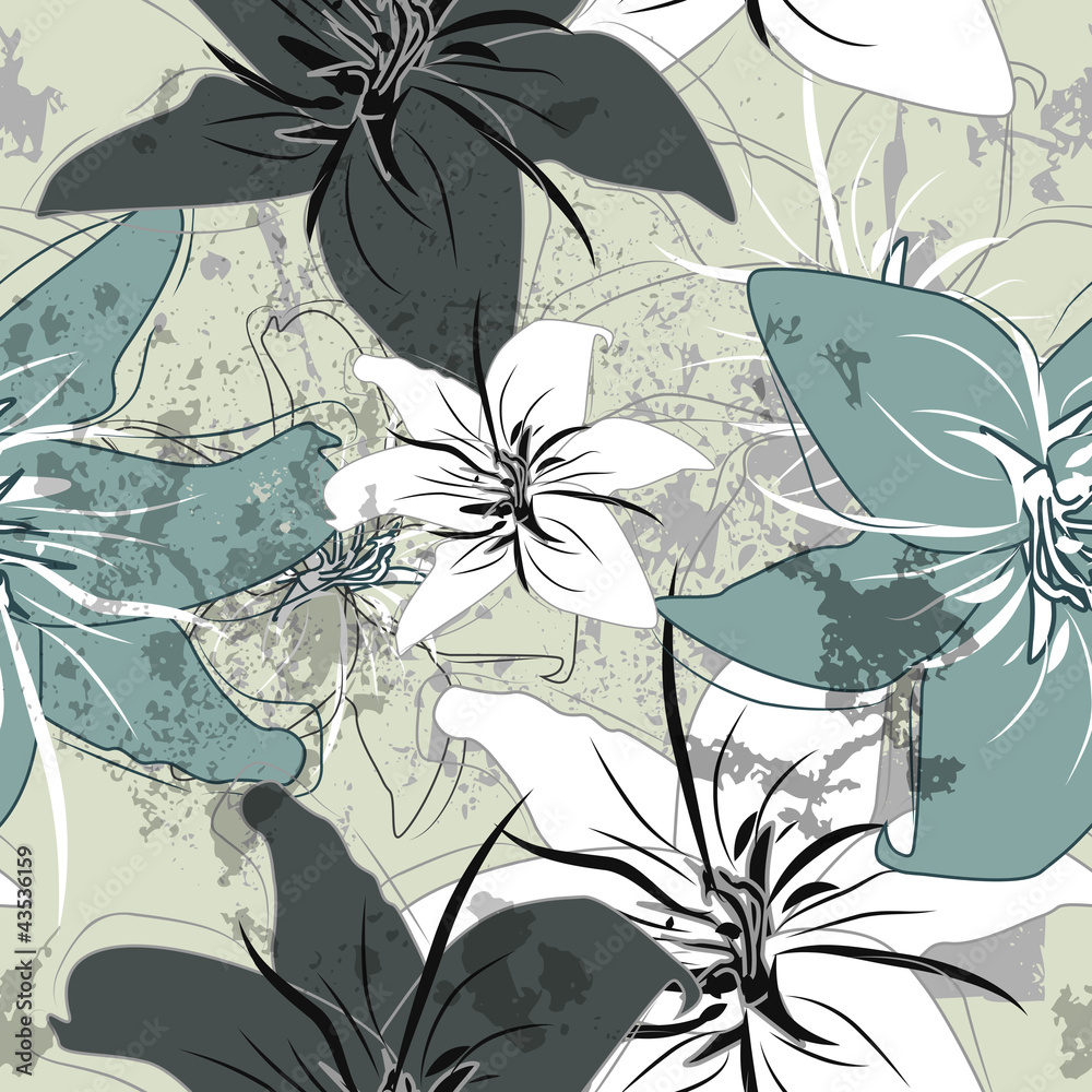 Wall mural seamless floral pattern