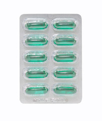 green color of soft capsules in the strip