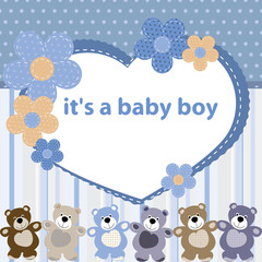 Greeting card with the birth of a baby boy