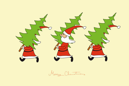 Weihnachtsm&auml;nner mit Tannenbaum