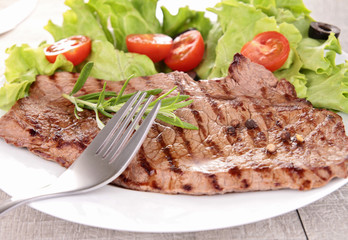 grilled steak and salad