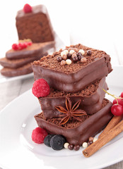 chocolate cake and berries