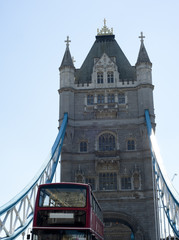Fototapeta na wymiar Classic london bus at Tower
