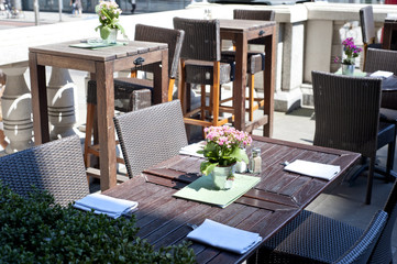 Interior of a summer terrace of restaurant