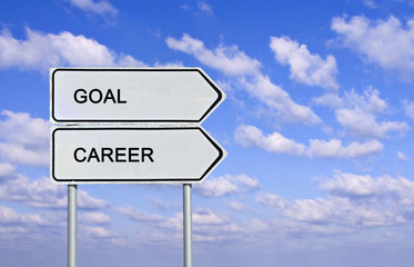 Road sign to  goal and career
