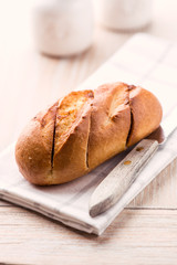 Oven baked baguette with herb butter