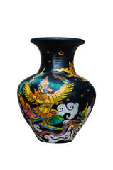 Vase art from thailand,painting thai art on vase