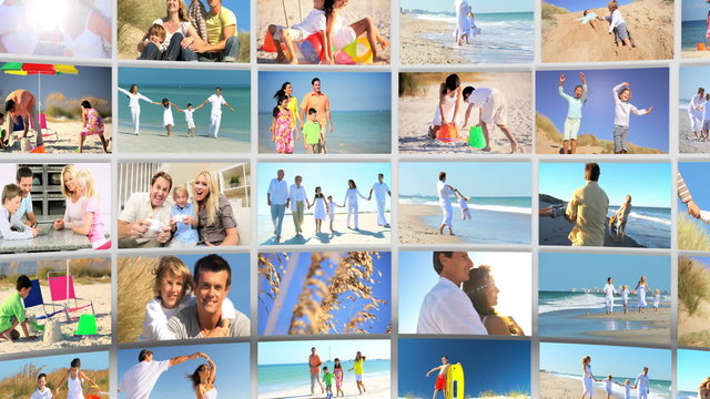 Montage 3D images of Caucasian family