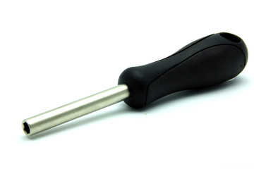 Screwdriver Handle with Changable Head on White Background