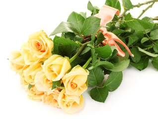 beautiful bouquet of roses isolated on white
