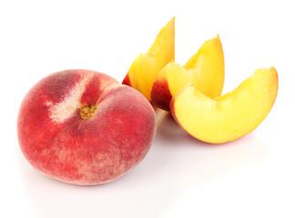 ripe peach isolated on white.
