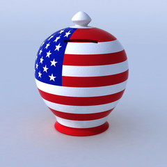 money box with u.s.a. flag