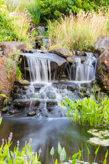 Flowing waterfall in the park