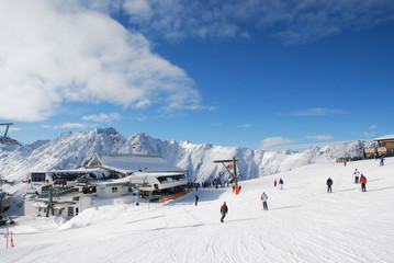 Ischgl, panorama view in swiss alps