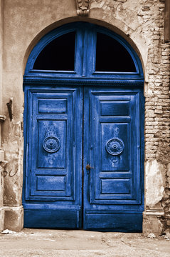 Old wood blue door
