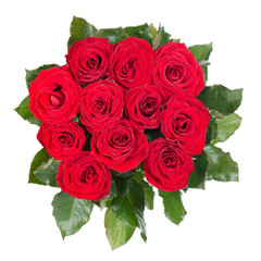 Bouquet of red roses isolated on white background