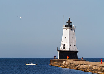 Ludington Light and Fishing Boat