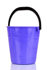 Color plastic bucket isolated on white