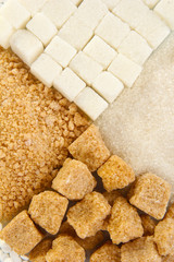 Sweetener with white and brown sugar close-up