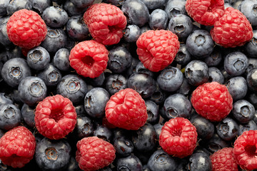 blueberries and raspberries