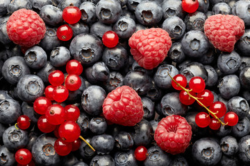 blueberries and raspberries