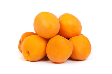 Apricots on a white background