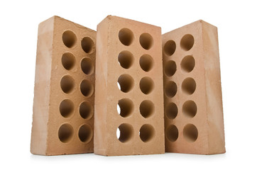 Clay bricks isolated on the white