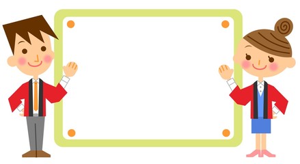 販売員　男女　フレーム