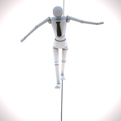 Businessman in equilibrium on a rope