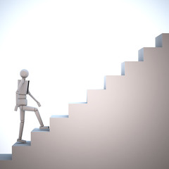 Businessman stepping up the stairs