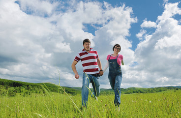 Fototapeta premium romantic young couple in love together outdoor