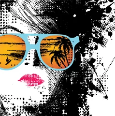 Wall murals Woman face Women in sunglasses